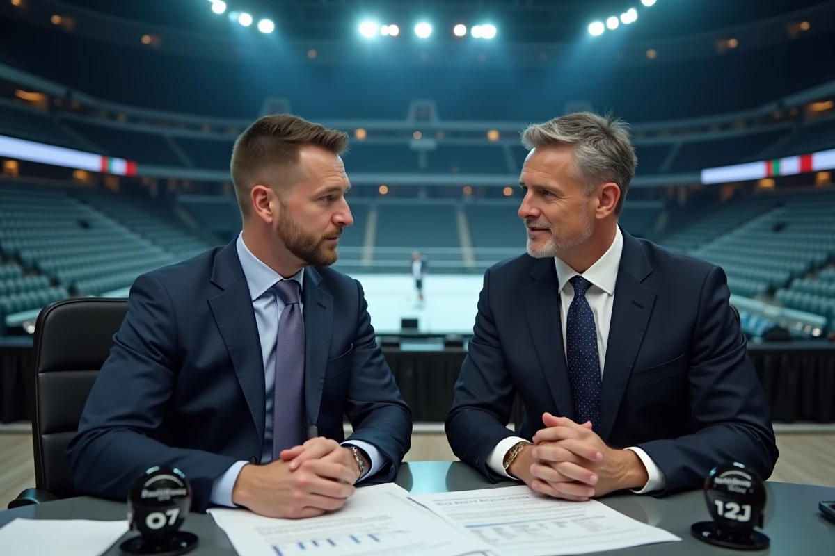 Commentateurs sportifs discutant lors d