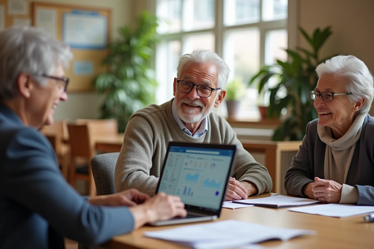 Groupe de bénévoles discutant autour d