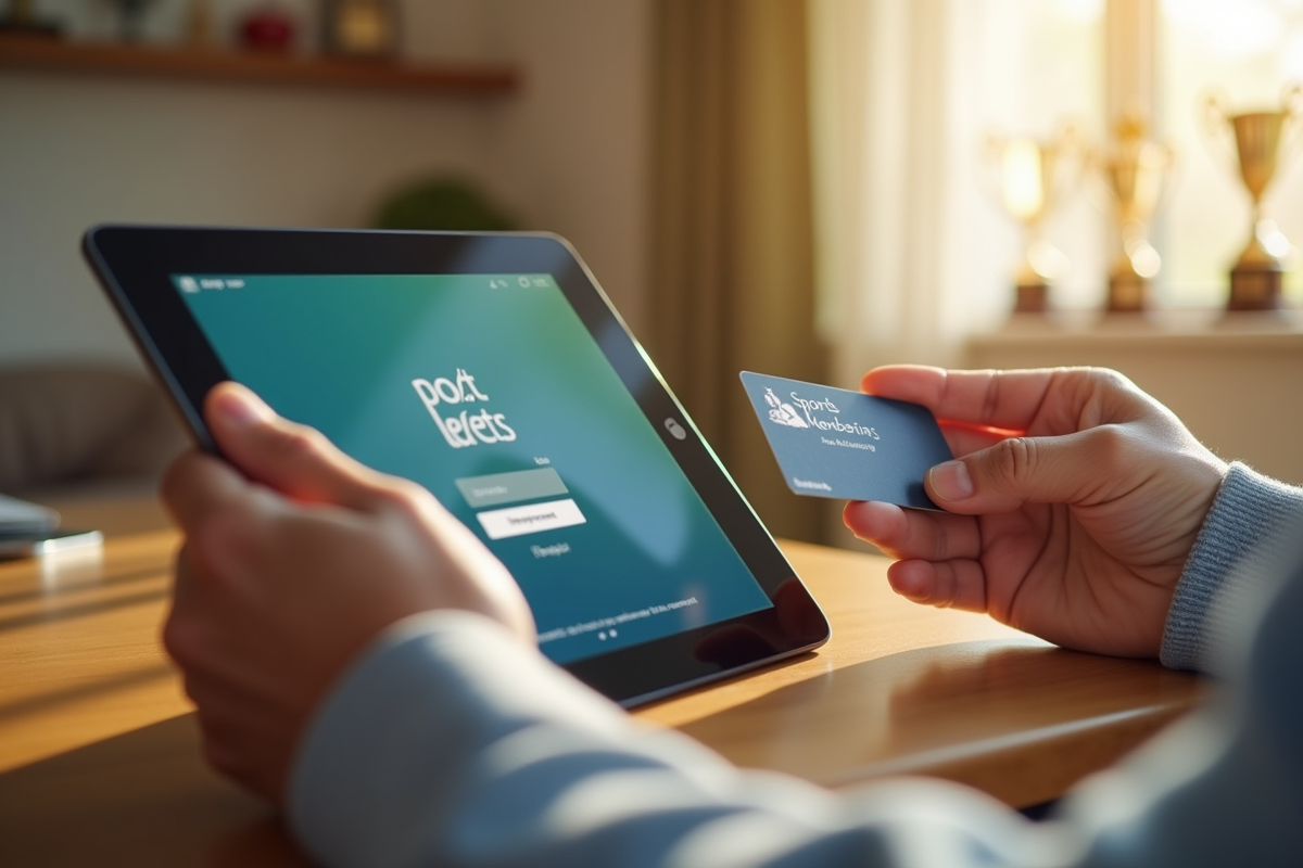 Intérieur lumineux avec tablette et carte de membre sport
