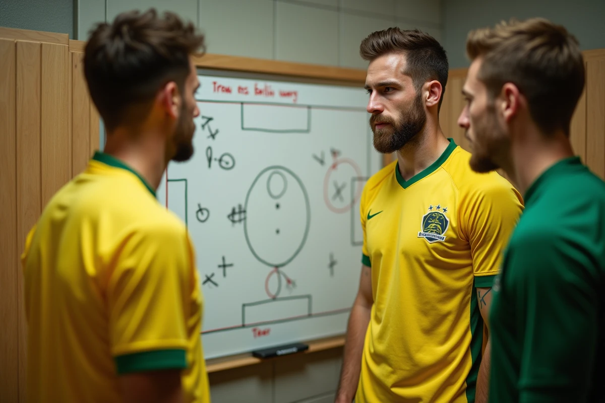 Joueurs du FC Nantes en discussion tactique dans le vestiaire lors de la préparation du mercato hivernal 2026