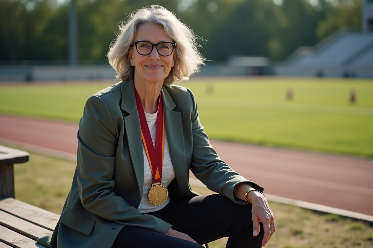 Femme athlète légende en portrait détendu