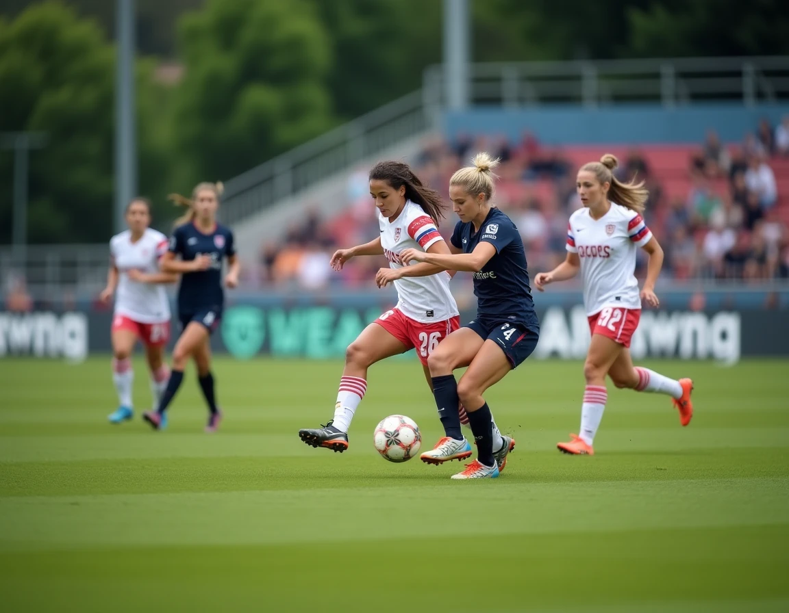 Match de football féminin en Yvelines avec deux équipes en compétition sur un terrain enherbé