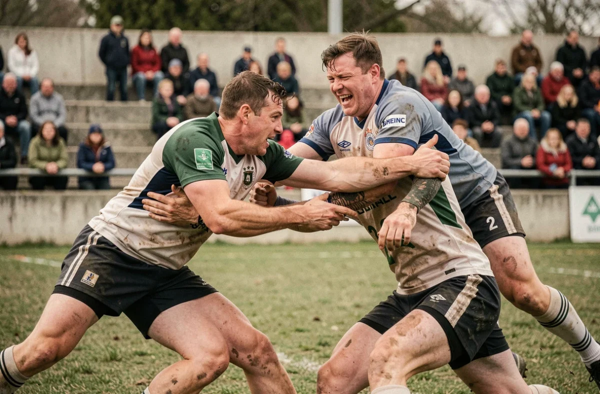 Duel en touche lors d'un match de rugby Fédérale 2 Poule 4 saison 2026