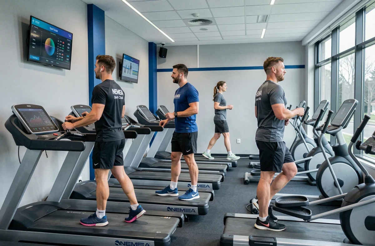 Adhérents utilisant les équipements cardio modernes du NEMEA Sport Club à Clermont-Ferrand