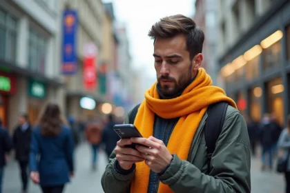 Jeune homme supporteur regarde le calendrier HCup 2026