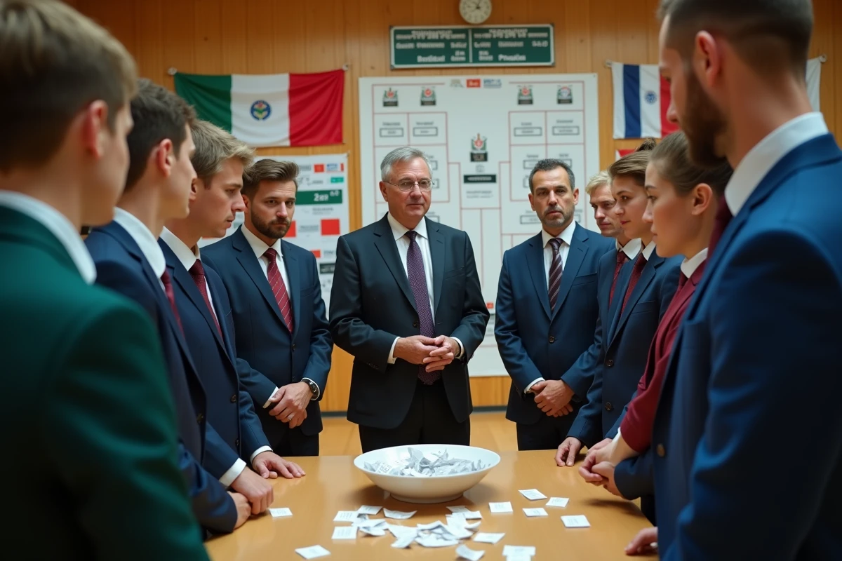 Cérémonie de tirage au sort dans une salle communautaire